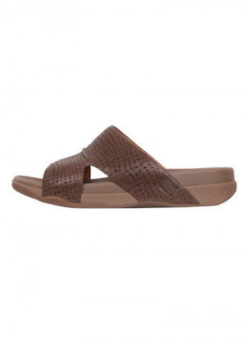 Bando Croc Emboss Slide Sandals Chocolate Brown