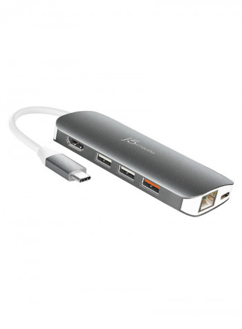 USB Type-C Multi Ports Adapter Grey/White/Silver