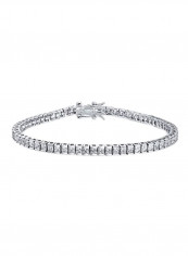 925 Sterling Silver Cubic Zirconia Studded Tennis Bracelet Clear/Silver