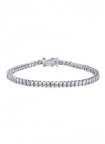 925 Sterling Silver Cubic Zirconia Studded Tennis Bracelet Clear/Silver