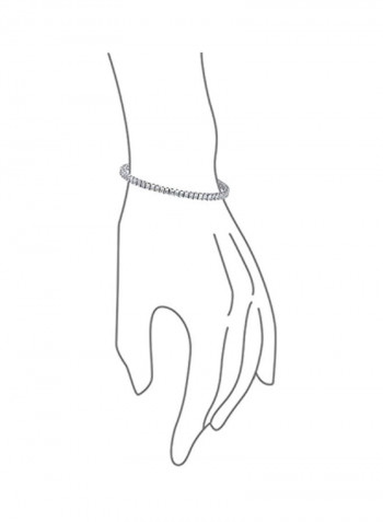 925 Sterling Silver Cubic Zirconia Studded Tennis Bracelet Clear/Silver
