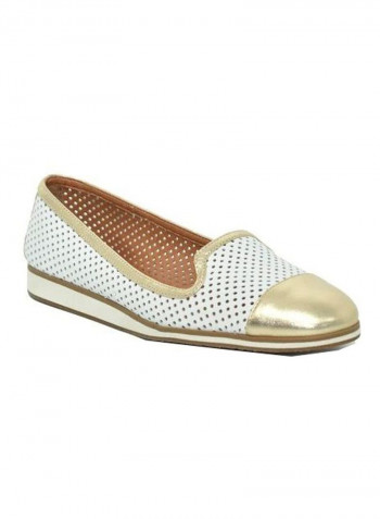 Cutwork Slip-On Ballerina White/Gold