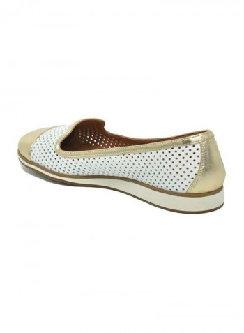 Cutwork Slip-On Ballerina White/Gold