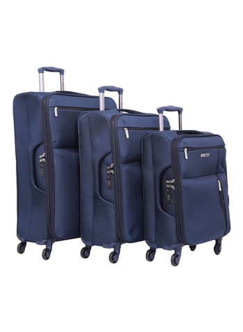 Softside 3 Piece Luggage Trolley Set Navy