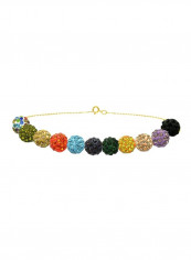18 Karat Gold Necklace And Bracelet Set With Crystal Balls