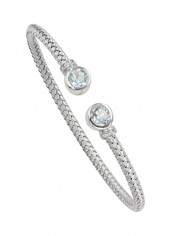 Luxe  Weave Cuff Bracelet With Genuine Blue Topaz And Cubic Zirconia