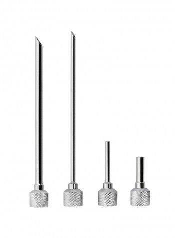 4-Piece Injector Tips Set Silver 5 x 0.5 x 7inch