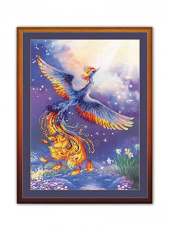 Bird Of Happiness Counted Cross Stitch Kit With Pre-Printed Background Blue/Yellow/Orange