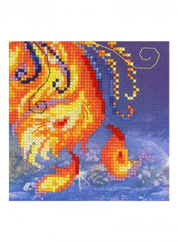 Bird Of Happiness Counted Cross Stitch Kit With Pre-Printed Background Blue/Yellow/Orange