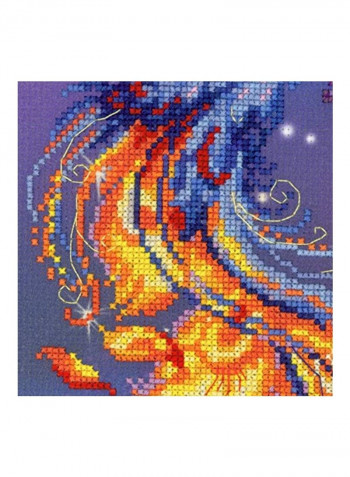 Bird Of Happiness Counted Cross Stitch Kit With Pre-Printed Background Blue/Yellow/Orange
