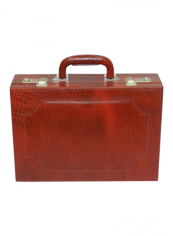 Leather Business Briefcase Red