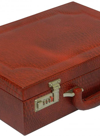 Leather Business Briefcase Red