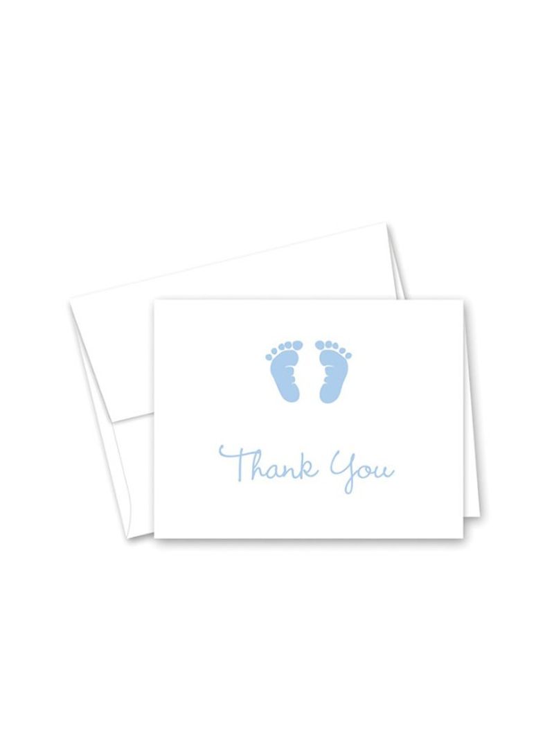 50 Cnt Baby Footprint Boy Baby Shower Thank You Cards White/Blue