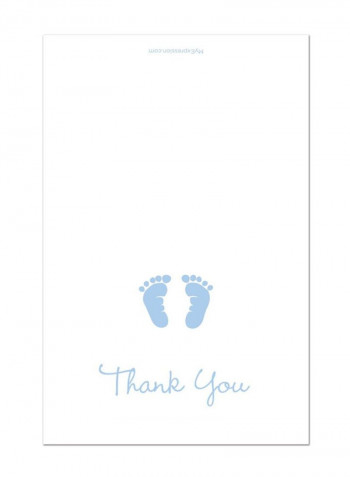 50 Cnt Baby Footprint Boy Baby Shower Thank You Cards White/Blue