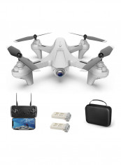RC Drone with Camera Dual Camera Drone 4k RC Quadcopter WiFi FPV Drone Folding Drone Headless Mode One Key Return Drone with Portable Bag 2 Batteries White 29*9*23cm