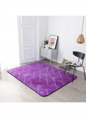 Geometric Ultra-Soft Short Plush Carpet Purple 80X190centimeter