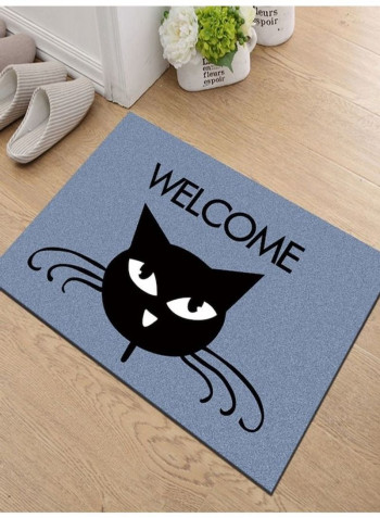 Cat Printed Doormat Grey/Black/White 140x200cm