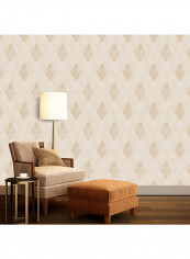 Embroidered Non Woven  Wallpaper Brown 53x1000centimeter
