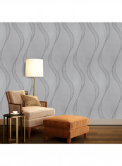 Embroidered Non Woven  Wallpaper Grey 53x1000centimeter