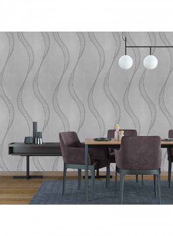 Embroidered Non Woven  Wallpaper Grey 53x1000centimeter