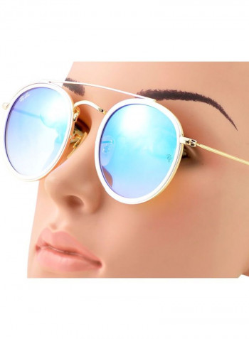 UV Protected Double Bridge Round Sunglasses - Lens Size: 51 mm