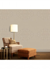 Embroidered Non Woven  Wallpaper Brown 53x1000centimeter