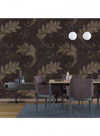 Embroidered Non Woven  Wallpaper Brown 53x1000centimeter