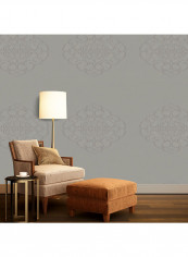 Embroidered Non Woven  Wallpaper Grey 53x1000centimeter