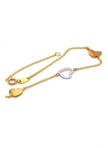 18K Gold Heart Shaped Bracelet