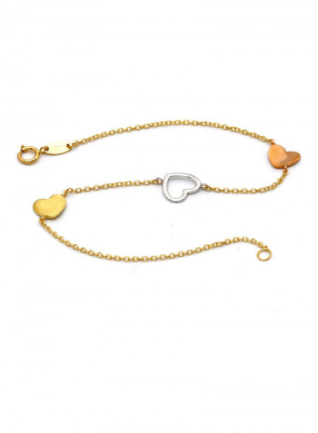 18K Gold Heart Shaped Bracelet