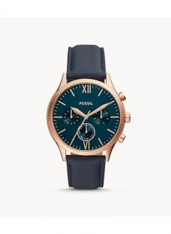 Men's Fenmore Midsize Multifunction Navy Leather Strap Wrist Watch BQ2412