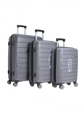 3-Piece Bricks Trolley Luggage Set Grey