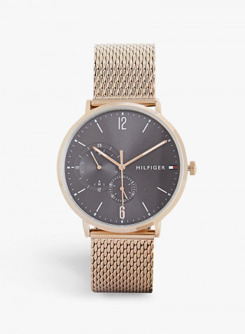 Men's Gold Brokn Analog Stainless Steel Watch