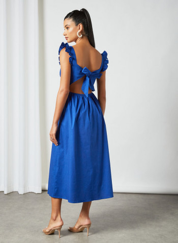 Cut-Out Back Dress Blue