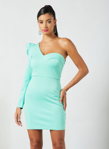 One-Shoulder Bodycon Dress Blue