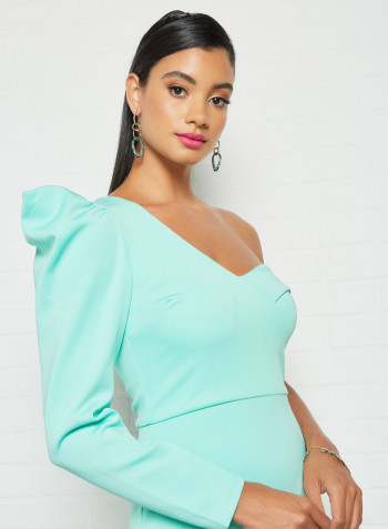 One-Shoulder Bodycon Dress Blue