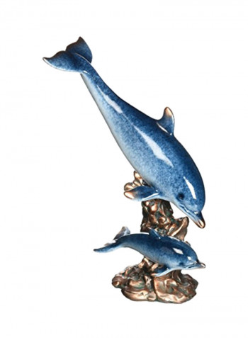 Mother Dolphin Resin Figurine Blue/Brown 9.5inch