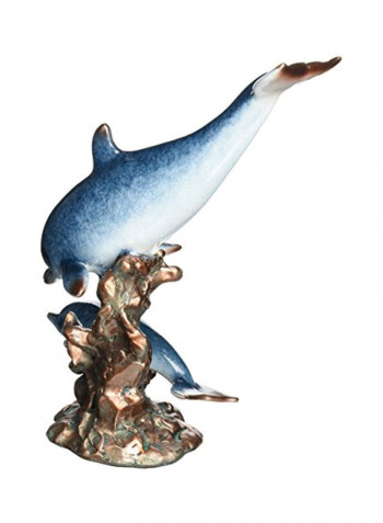 Mother Dolphin Resin Figurine Blue/Brown 9.5inch