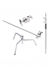 4-Piece Studio Photo Arm Grip Light Reflector Stand Set Silver