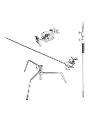 4-Piece Studio Photo Arm Grip Light Reflector Stand Set Silver