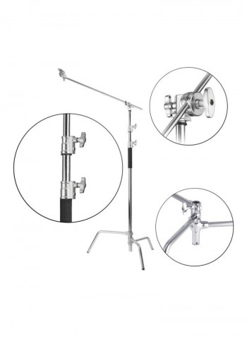 4-Piece Studio Photo Arm Grip Light Reflector Stand Set Silver