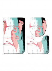 3-Piece Flamingo Pattern Mats Set Multicolour