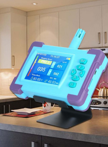 Air Quality Monitor Digital Gas Temp And Humidity Test Equipment Light Blue/Purple/Black