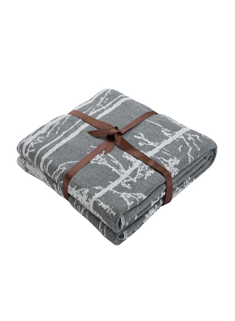 Warm Knitted Blanket Cotton Grey 150x200centimeter