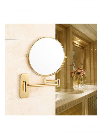 10X Magnification Double-Sided Wall Mount Makeup Mirror Gold