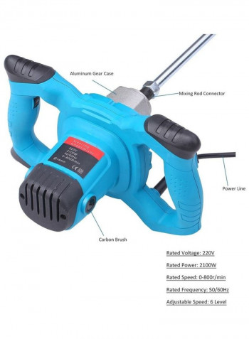 Handheld Electric Cement Mixer Blue/Silver/Black