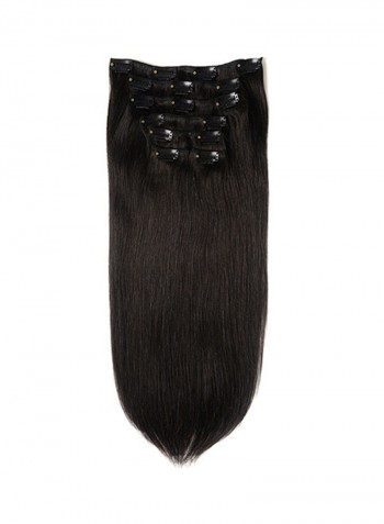 7-Piece Medium Straight Clip-in Human Hair Extension Black 20inch