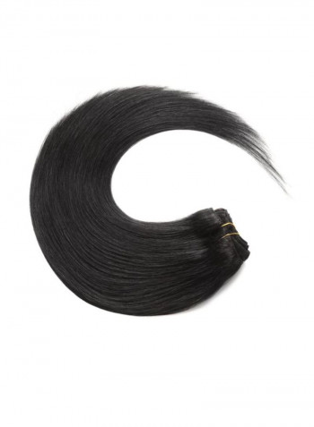7-Piece Medium Straight Clip-in Human Hair Extension Black 20inch