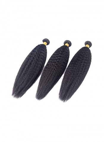 Pack Of 3 Brazilian Kinky Straight Wave Hair Extensions Black 10+12+14inch