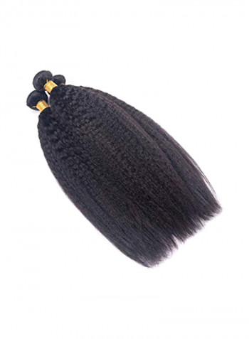 Pack Of 3 Brazilian Kinky Straight Wave Hair Extensions Black 10+12+14inch